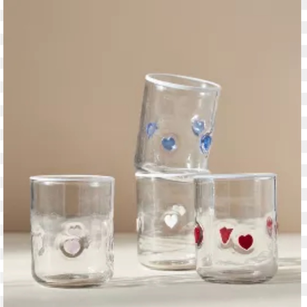 Anthropologie Icon Juice Glass Blue Heart RARE - Picture 6 of 8